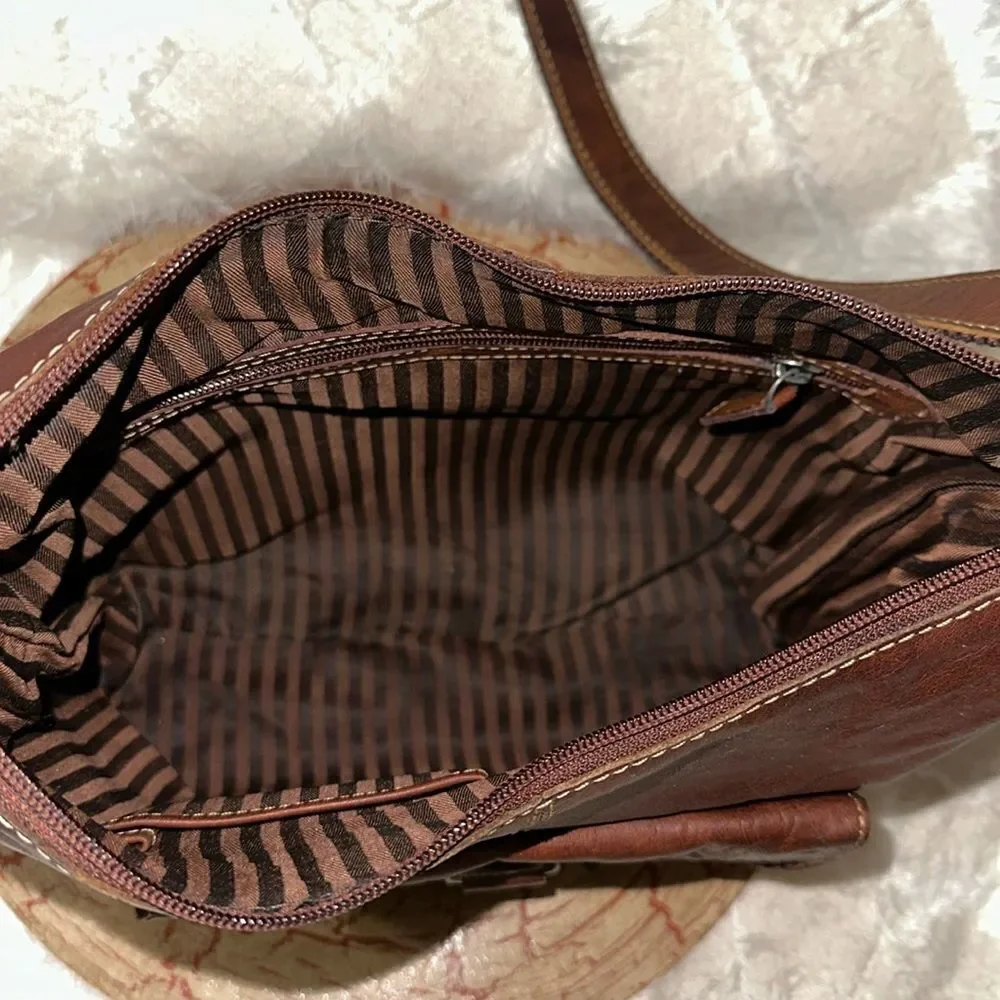 Rare Jack Georges Medium Brown Genuine Leather Vintage Messenger Crossbody Bag